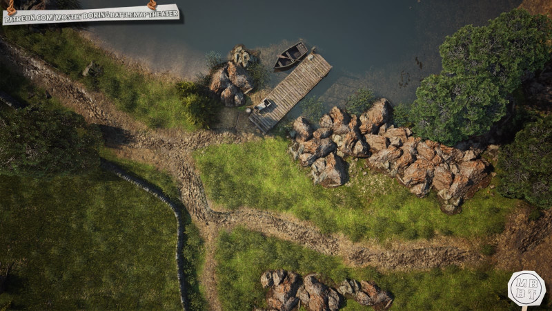 Forest Lake Dock - Cinematic View with Battlemap - MBBT