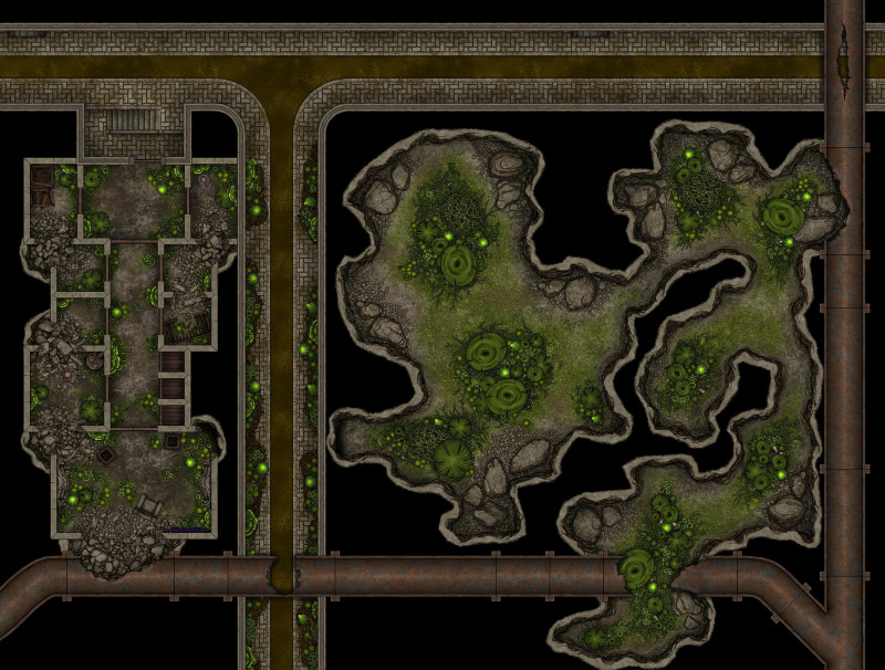 Sewer With Mushrooms [33x25] 150px