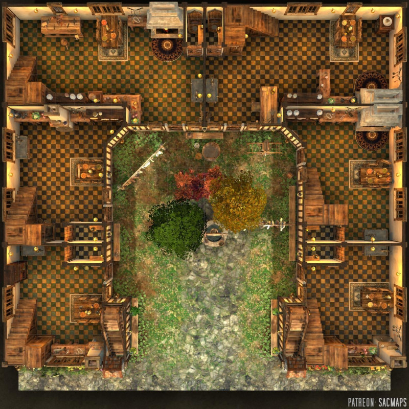 COURTYARD HOUSES (22x22) - 6 multilevel houses + courtyard - Free day & night maps, plus hundreds more free maps!