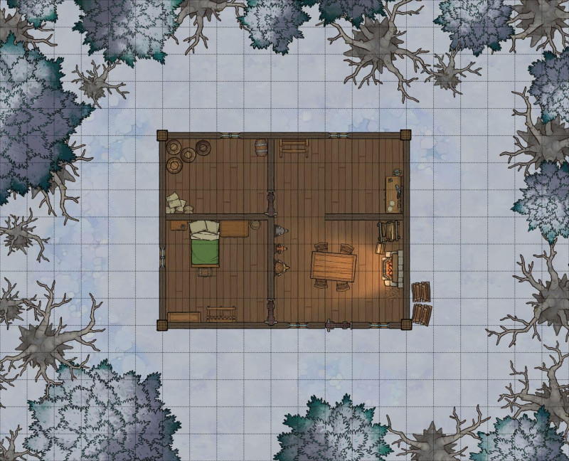 [21x17] Snowy Cabin