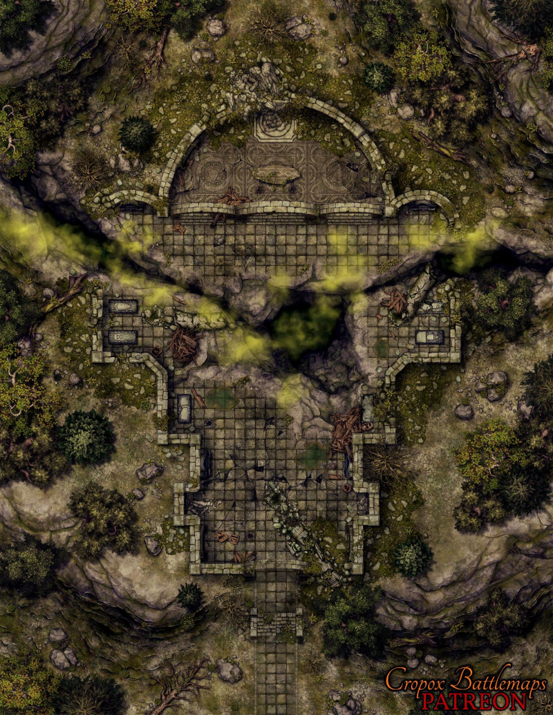 The Broken Temple 27x35 battle map