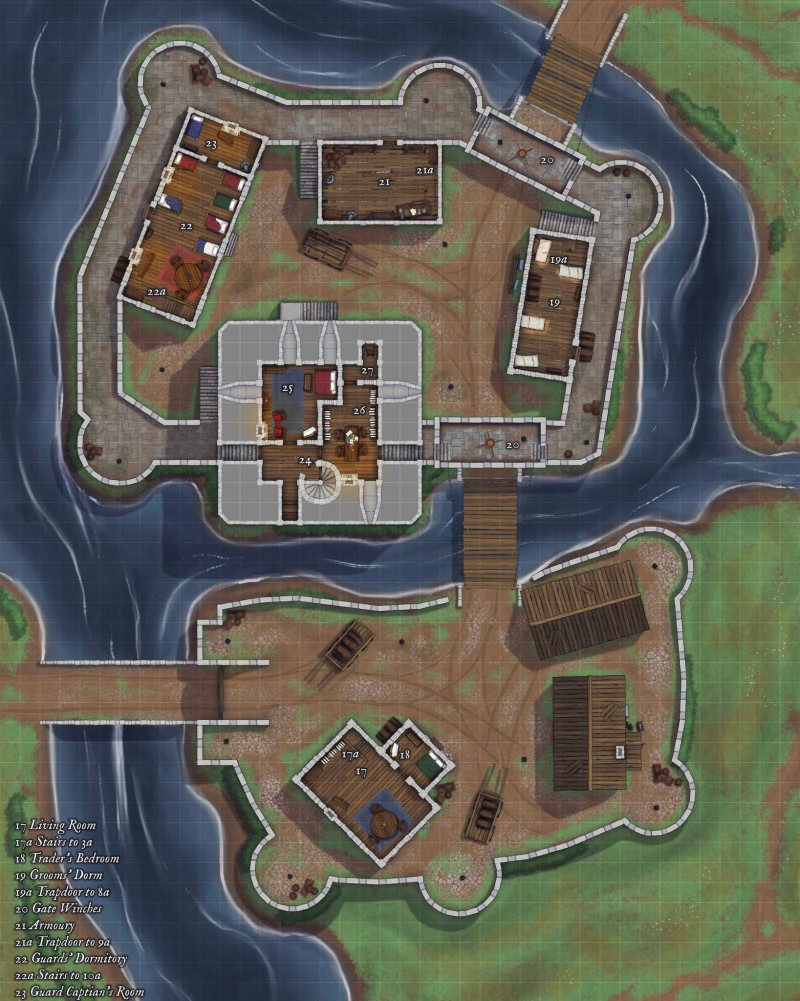 Drakenbrück Castle - 3 level battlemap - 45x60 - RC