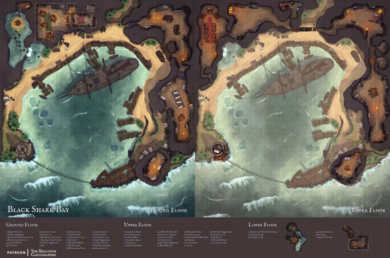 Black Shark Bay - 3 level - Dungeon Map - RC - No AI - 86x57
