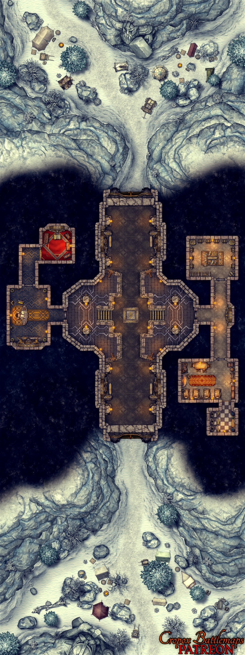 The Dwarven Toll Tunnel 30x80 battle map (2 variants - summer & winter)