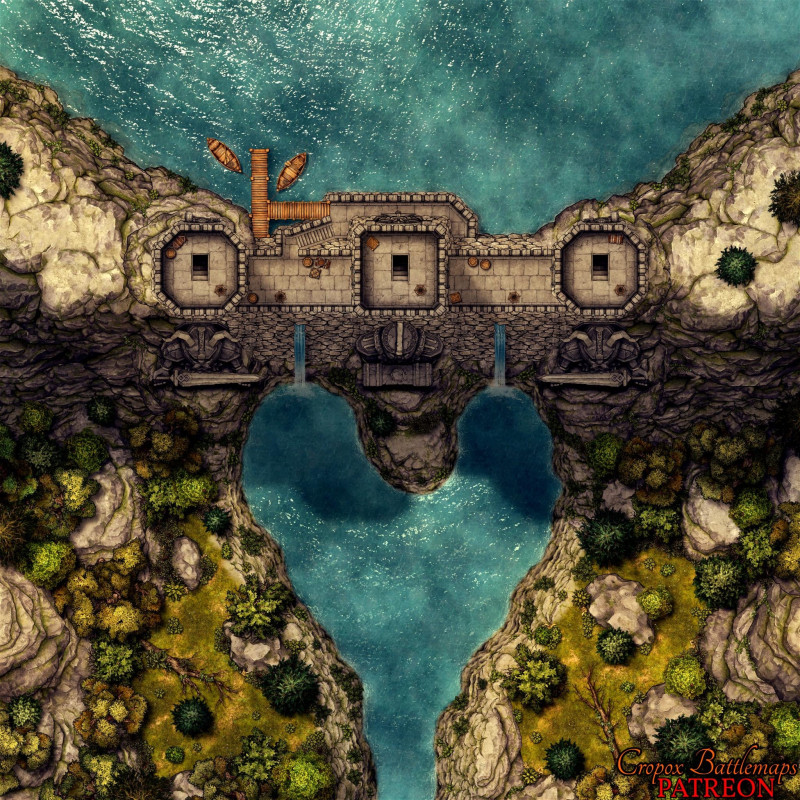 Fortified Dwarven Dam 40x40 battle map