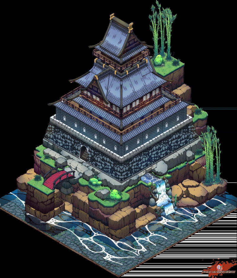 [OC][ART][ISOMETRIC][NO AI] hirayama-style castle