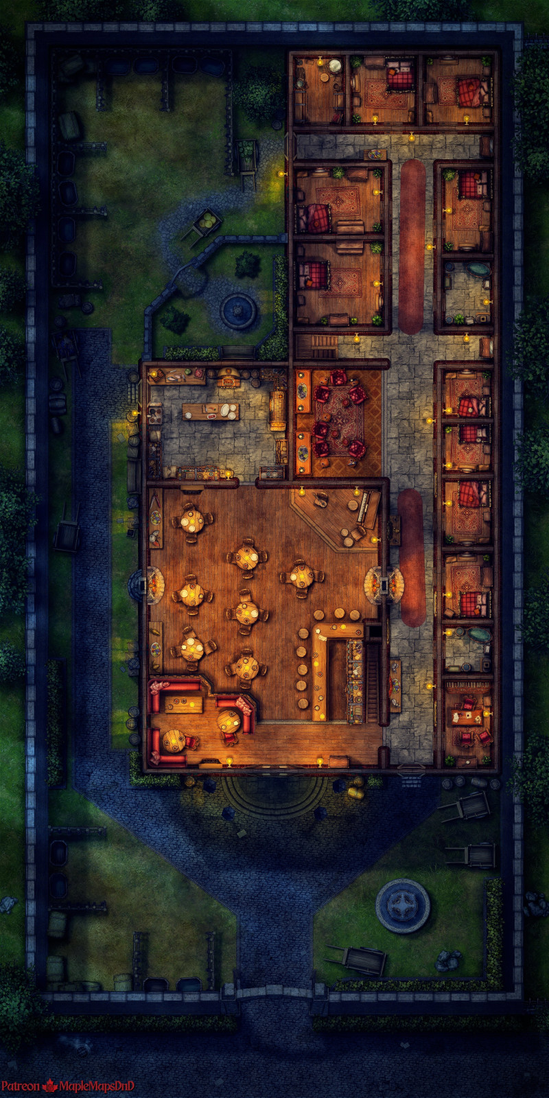 The Bordello Inn (4 floors, day and night) by MapleMapsDnD | [Battle Map] [No AI] [OC] [Art]