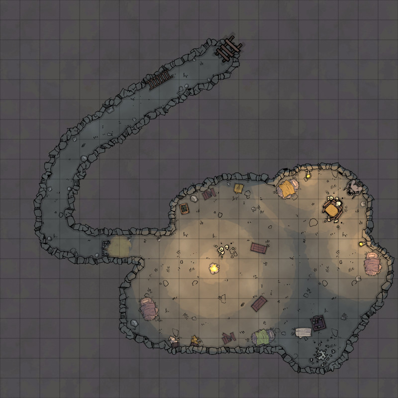 A Cavern battle map for 'The Impregnable Fortress of Dib by Kobold Press'
