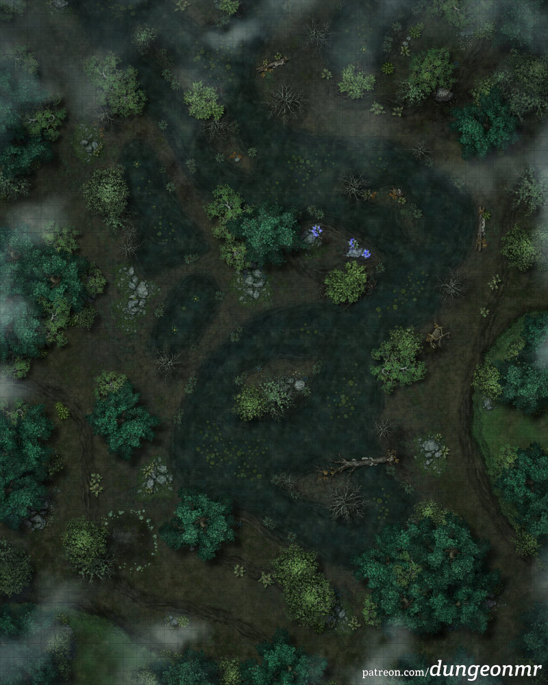 The Drowned Forest — Sunken Woods & Swamp Wilderness Battlemap | Lost Mines of Barovia (40x50)
