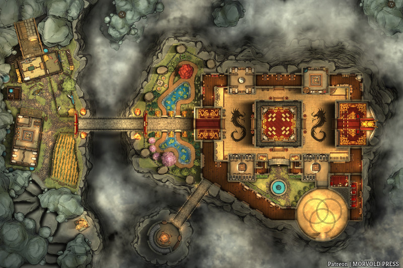 Golden Dragon Monastery & Village & Scene [120 x 80]