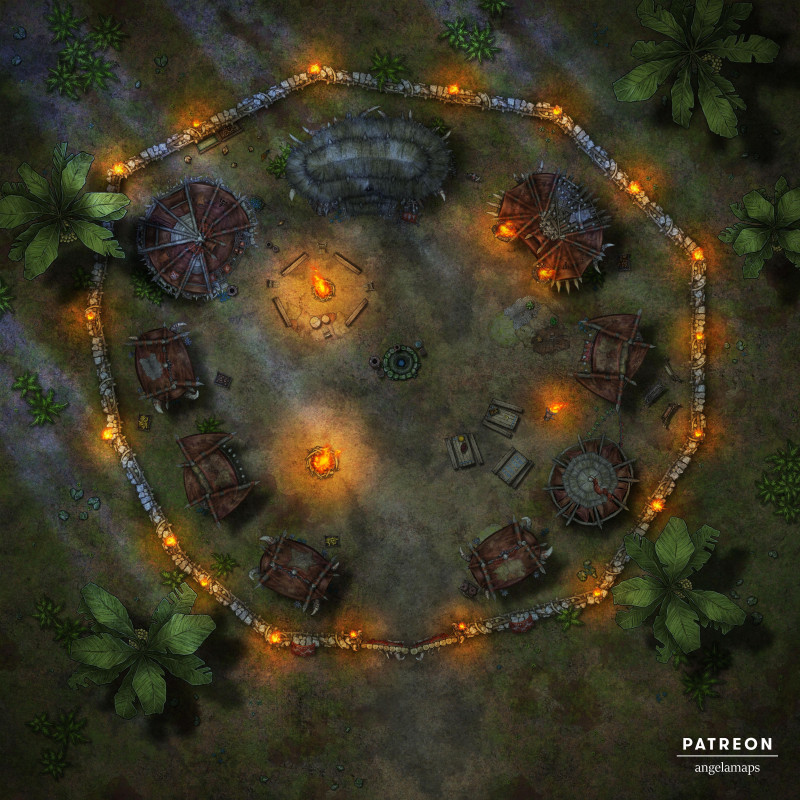 Orc Outpost [battlemap] from Angela Maps - 3 versions! [animated] [art]