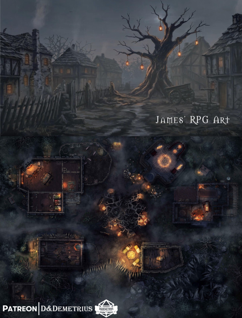 Shadowfell Hamlet [50x38] | 14 Variants of an unsettling village