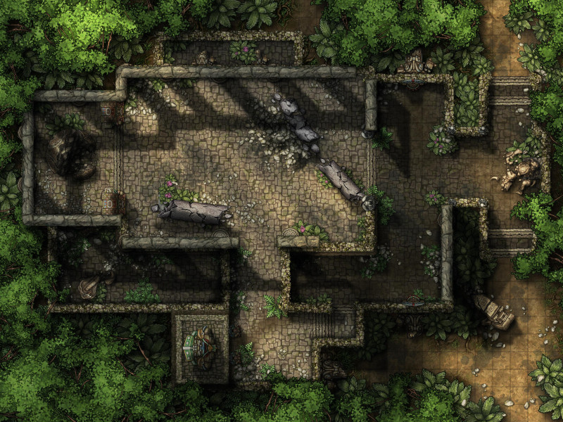 Classic Jungle Temple Ruins (32x24)