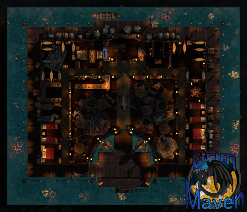 "Waveside Inn"(36x31) Sailing the high Seas and need a drink? Come to the Waveside Inn!