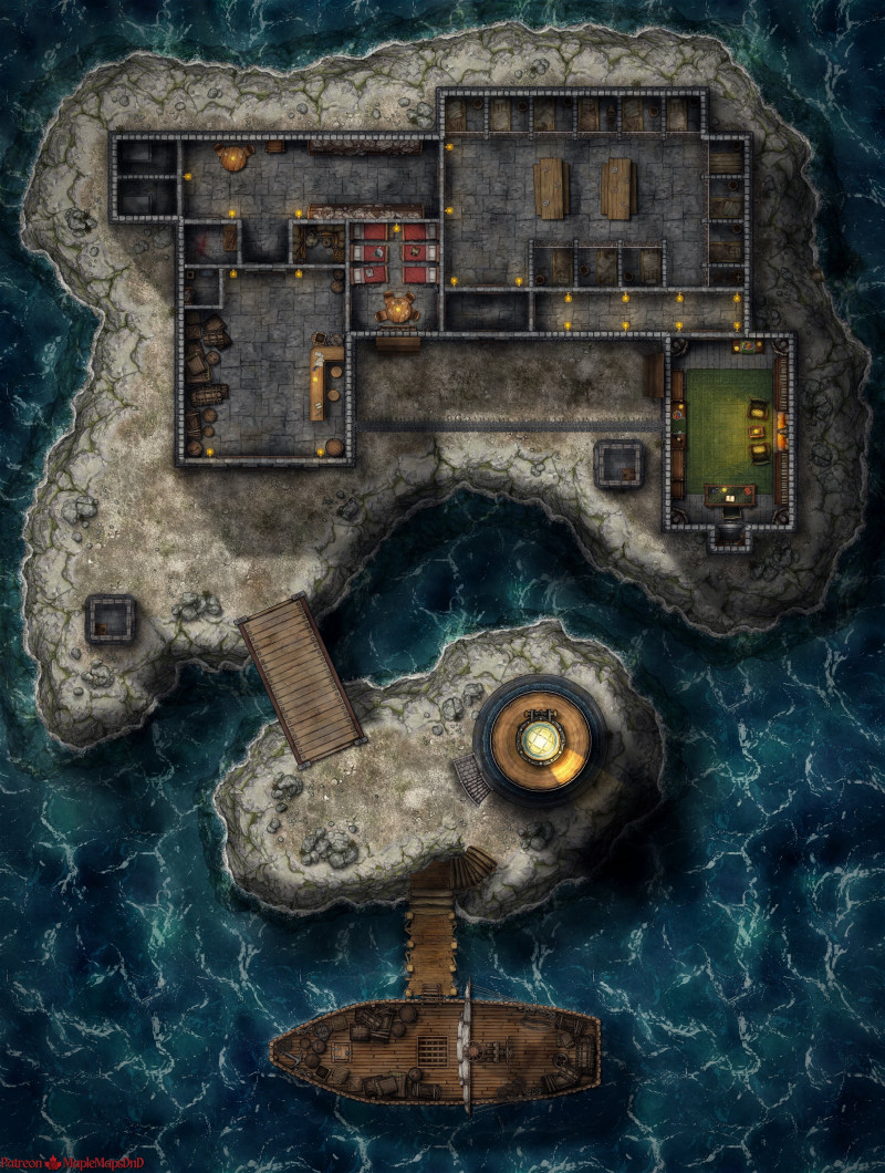 Secret Prison Island [40x53] [Battle Map] [No AI] [OC] [Art]