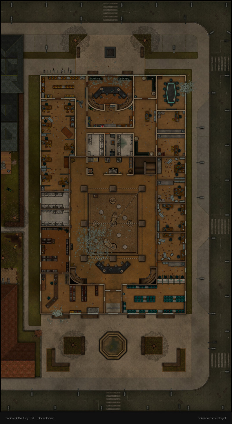 The abandoned City Hall [40x73] [4 Levels + "Green Screen" Floorplan Handouts]
