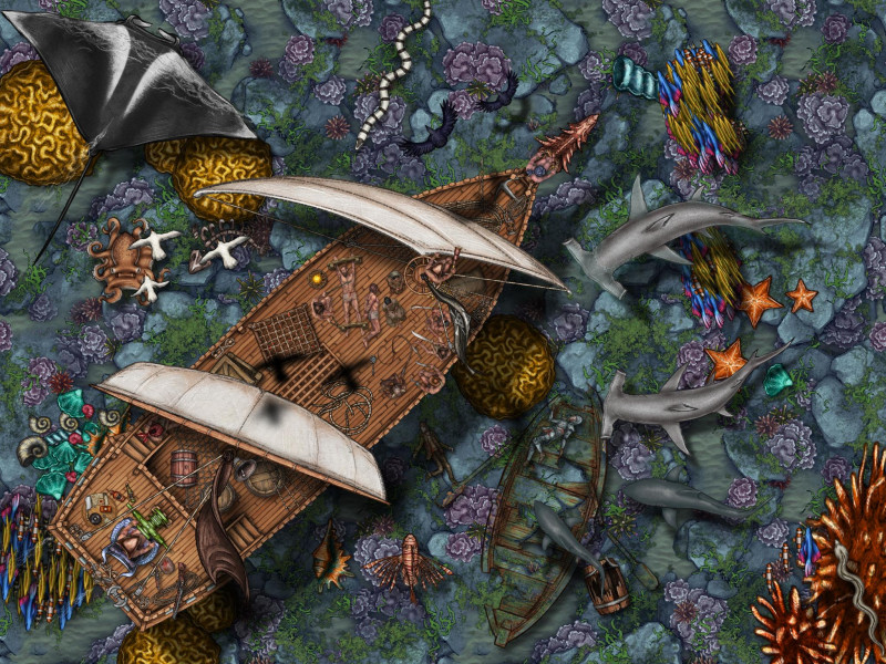 Pirate ship with prisoners