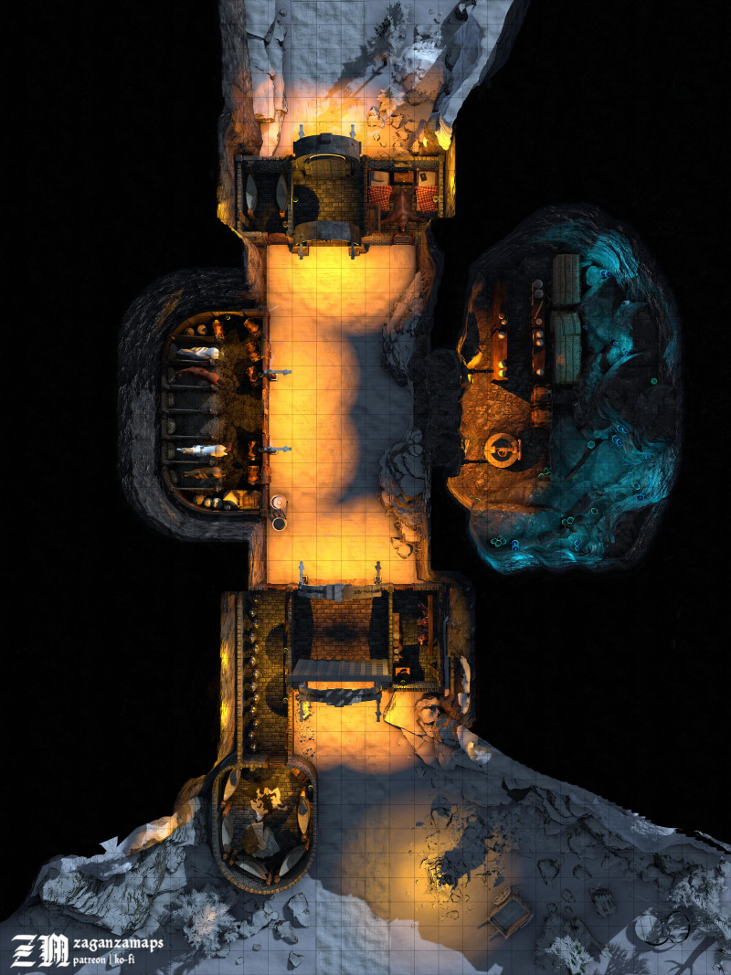 Mountain pass fort - winter. [30x40], link to 300DPI maps and VTT files in the comment