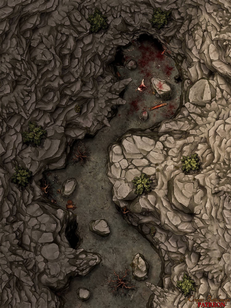 Troll Cave - 2 battle maps (Entrance 30x40 & Interior 20x30)