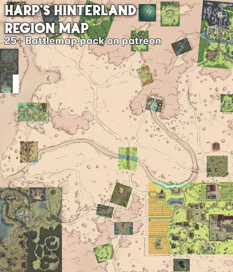 Harp's Hinterland Region Map