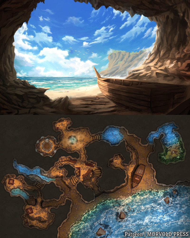 Thunder Cliff Caverns & Scene [80 x 52]