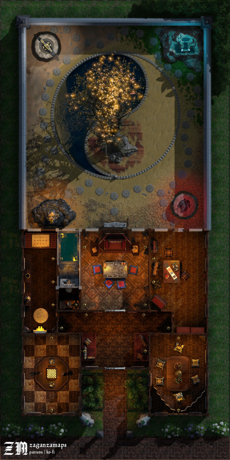 Shou Elder home - Kara-Tur style [20x40][link to 300DPI in description]