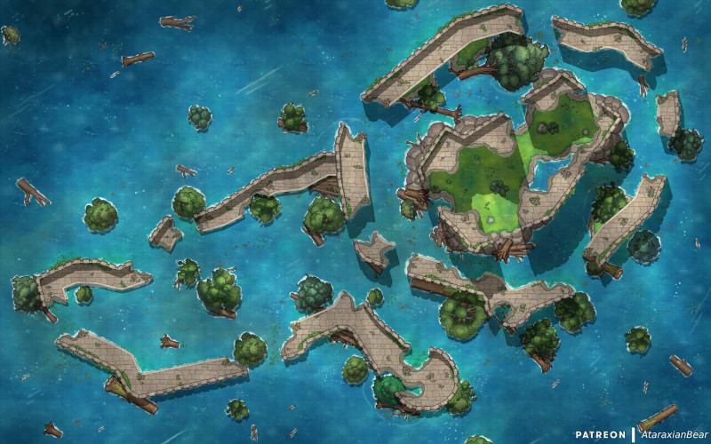 A flood inundates the region: Five matching battle maps