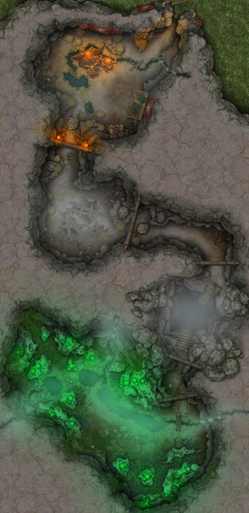 "Wootrai Outskirts" Became very inspired by a Sidequest my players ended up on so got carried away designing battlemaps for 3 potential scenarios! High possability that they will never be used!
