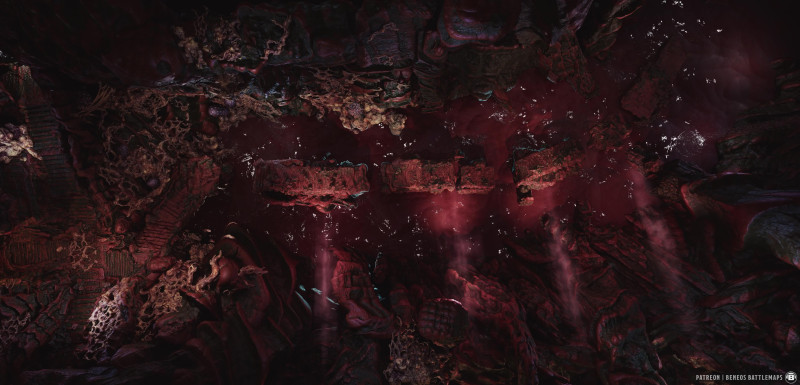 Purple Worm's Lair | [Animated Battlemap] [54x26] [100px per Square] [Gridless] [3D Rendered] [OC] | Beneos Battlemaps