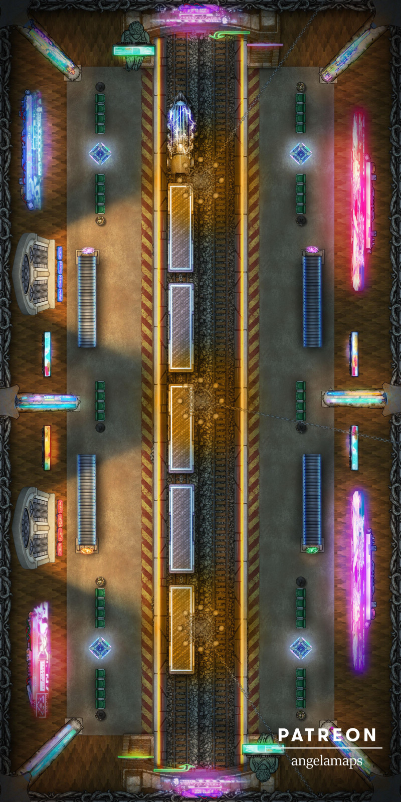 Vintage Metro Station [battlemap] from Angela Maps - 2 versions! [art]