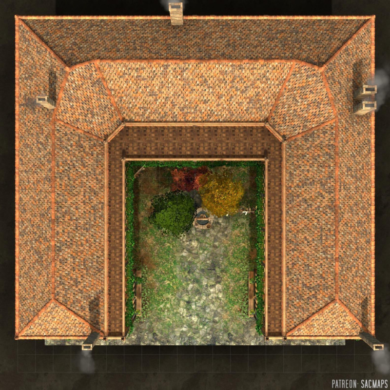COURTYARD HOUSES (22x22) - 6 multilevel houses + courtyard - Free day & night maps, plus hundreds more free maps!
