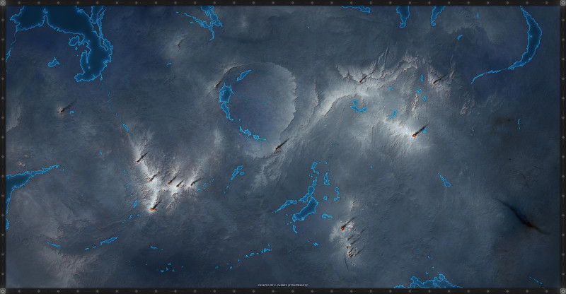 [OC] Velkaizo - World of Magnetic Dissonance, a sci-fantasy map and setting inspired by a fusion of Mistborn and Stormlight. Multiple versions available for free, with and without text.