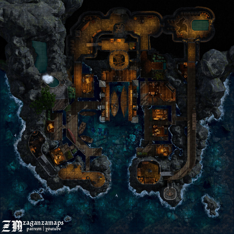 Fortified Fishing Village [60x60] - day/night