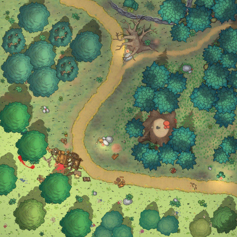 A gloomy forest road - DnD map