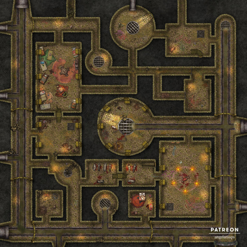 The Sewers [battlemap] from Angela Maps - 4 versions! [art]