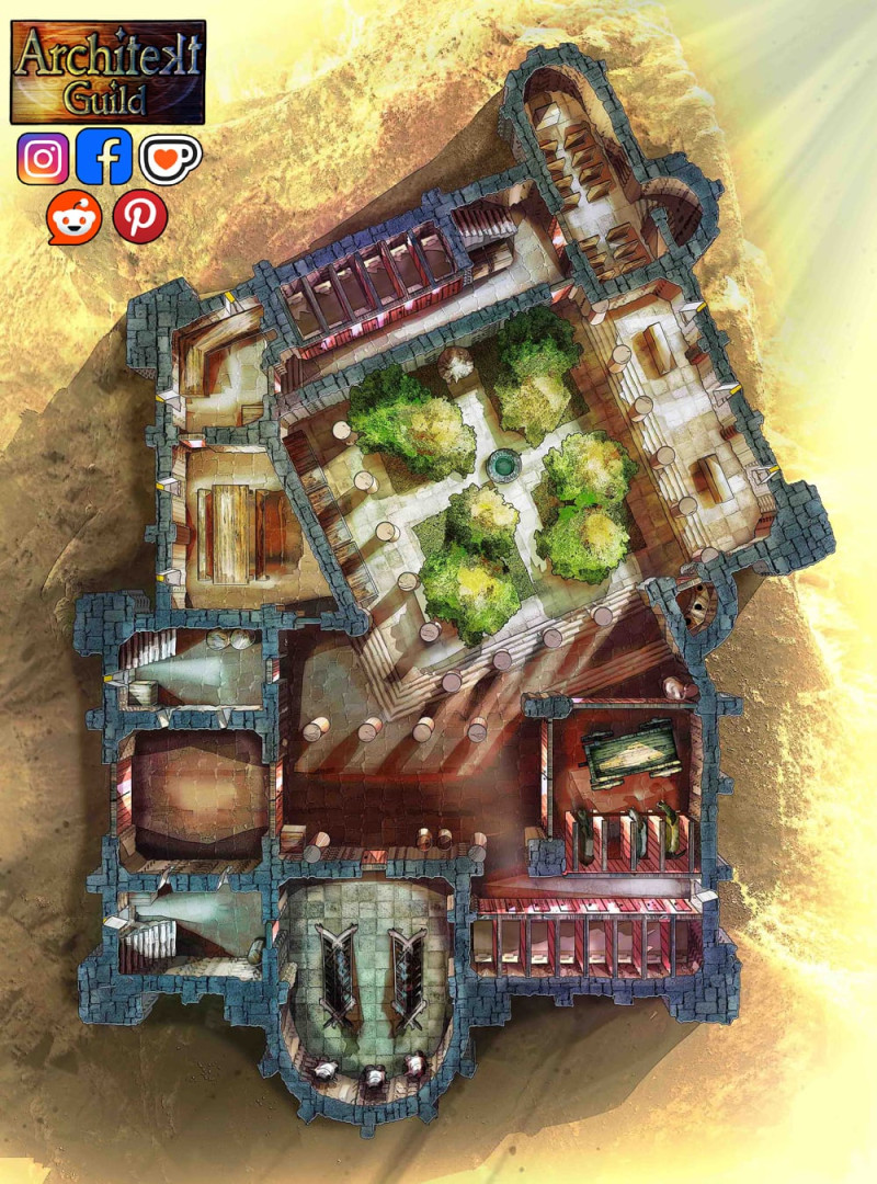 Monastery of Arcane (rpg fantasy map 2floors)
