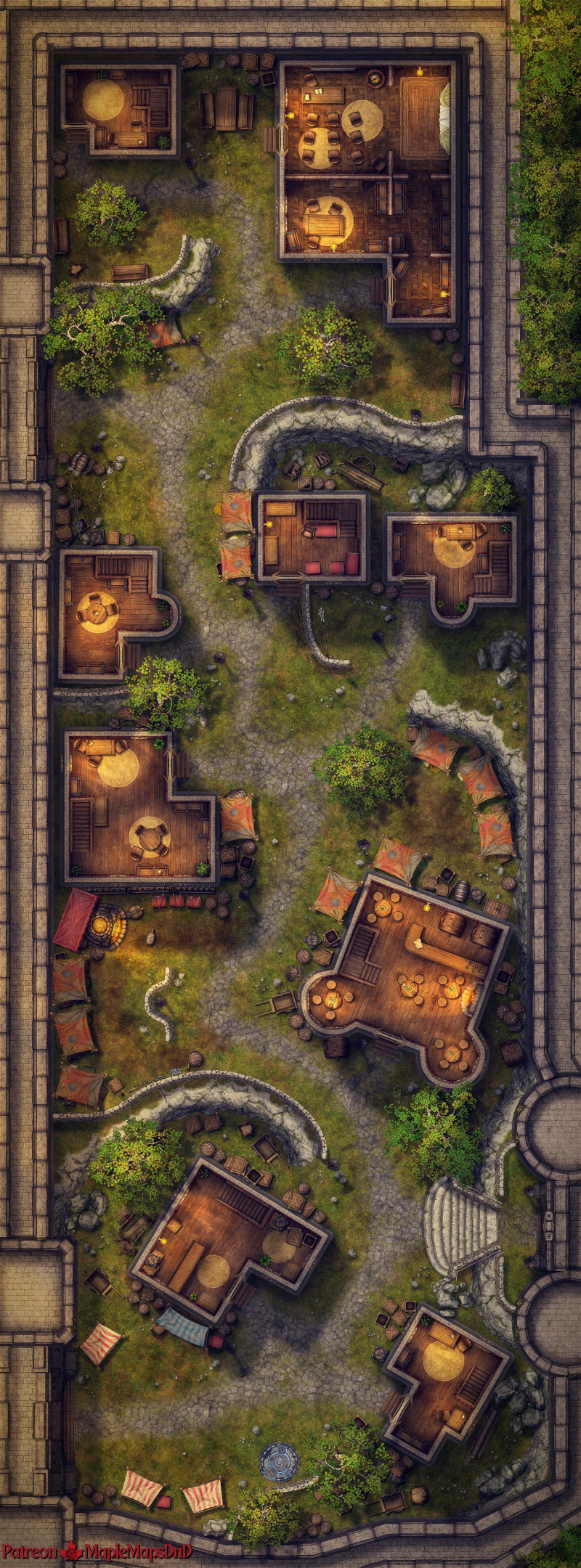 Bowerstone South, multi-floor town battle map by MapleMapsDnD | [Battle Map] [No AI] [OC] [Art]