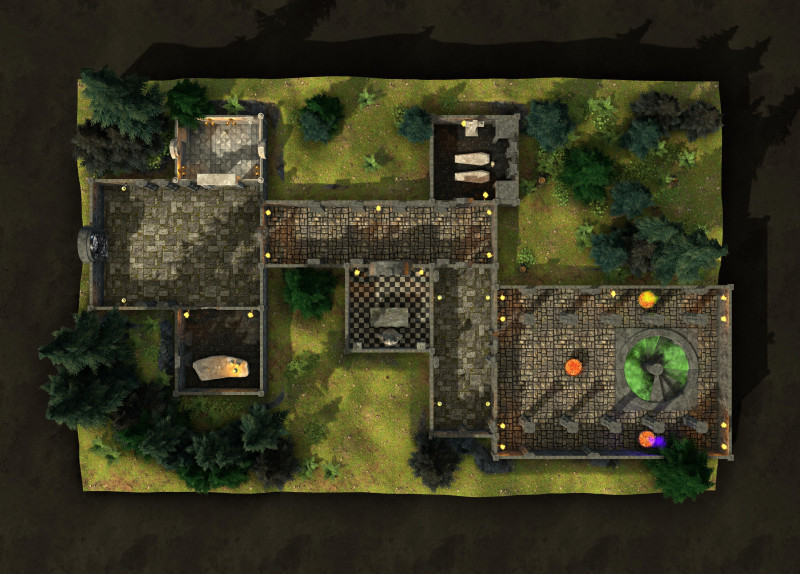 [Free] I put together a 5-map starter pack for DMs — Grid + Gridless, VTT Ready
