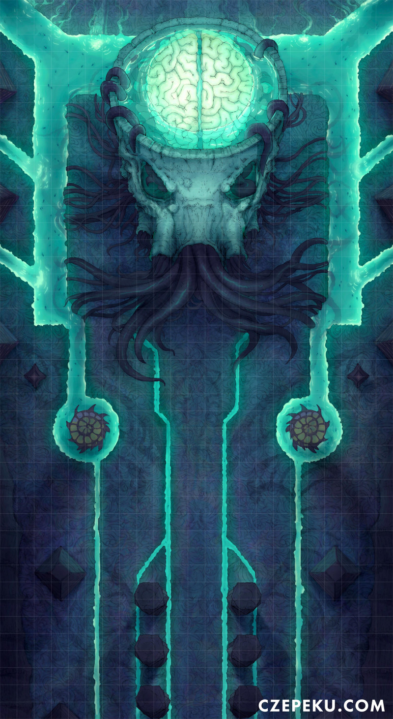 Elder Brain Lair | A Czepeku TTRPG Battlemap! [23x42]