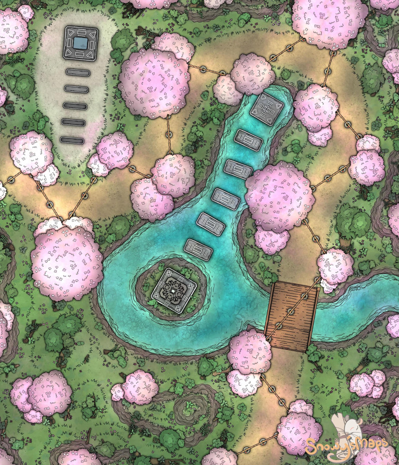 [30x35] Cherry Blossom Zen Garden Path Day