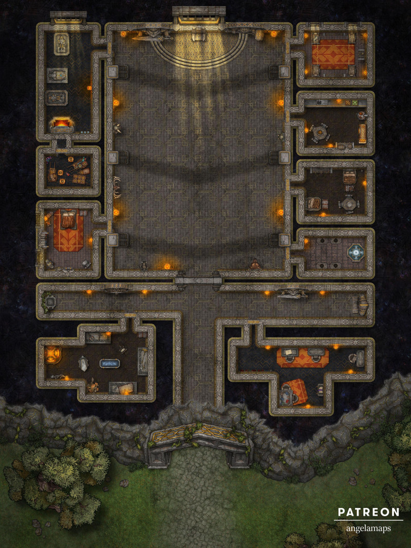 Dwarven Hall [battlemap] from Angela Maps - 4 versions! [art]