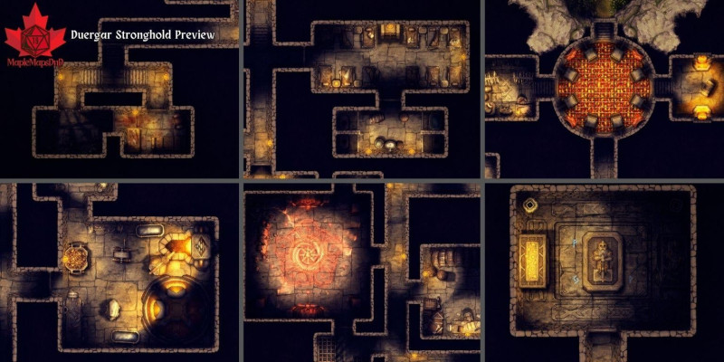 Mountain Stronghold Entrance (35x19) + Duergar Stronghold Preview (60x45) [Battle Map] [No AI] [OC] [Art]