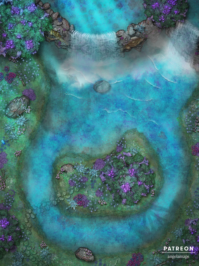 Elven Lake [battlemap] from Angela Maps - 3 versions! [animated] [art]