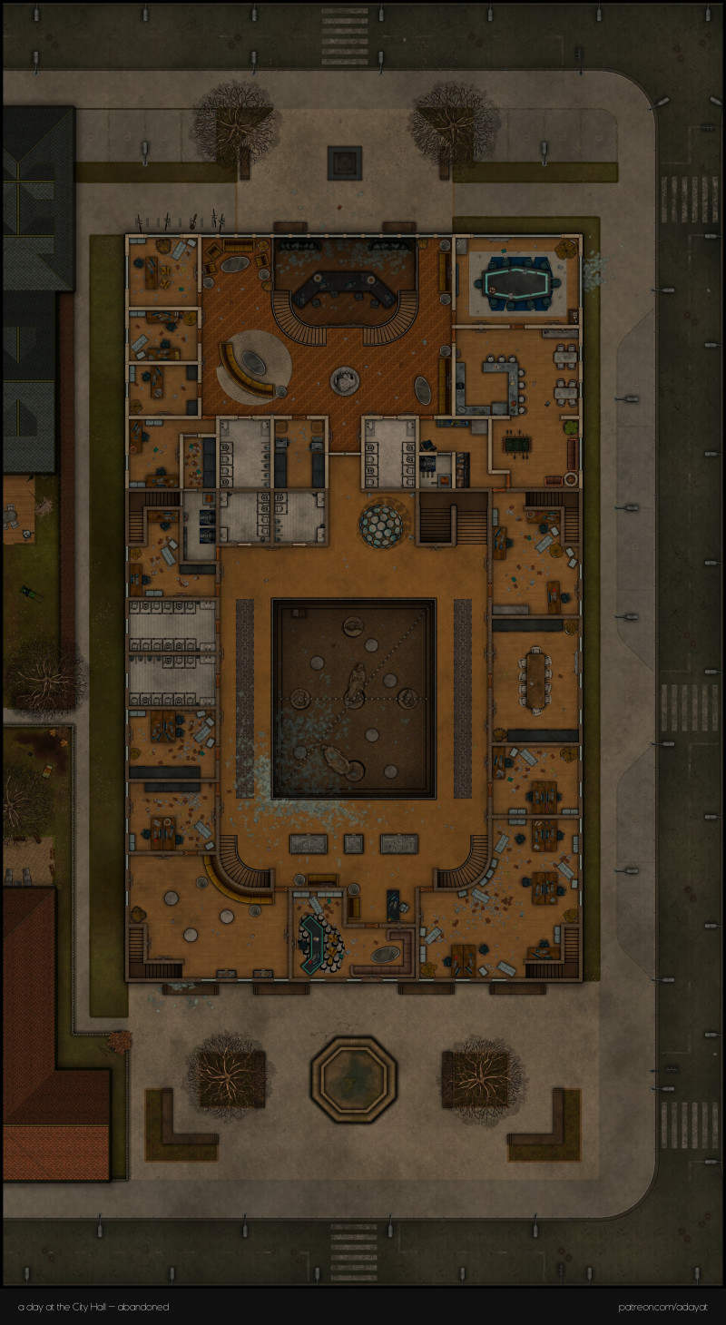 The abandoned City Hall [40x73] [4 Levels + "Green Screen" Floorplan Handouts]