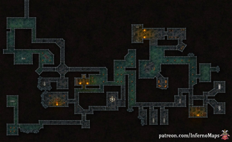 Dead Three Bathhouse [25x20] and Dungeon of the Dead Three [65x40]