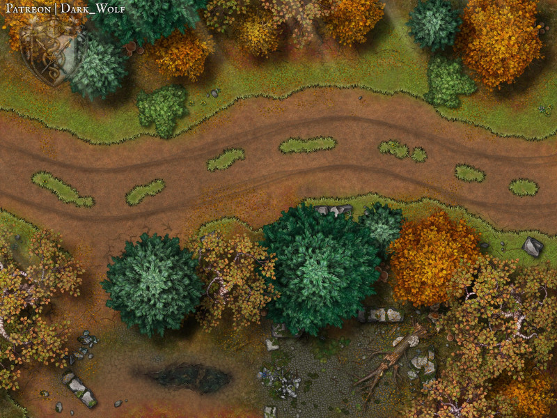 [OC] [Battlemap] Journey Through the Fall – Free Autumn Road Map & New Collection Release [40x30]