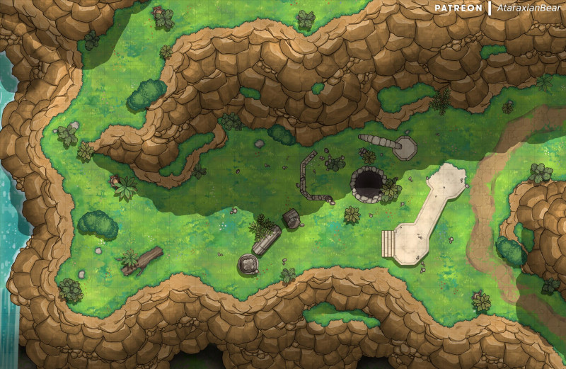 The Winding Valley: A hand-drawn region map and six matching battlemaps made in DD