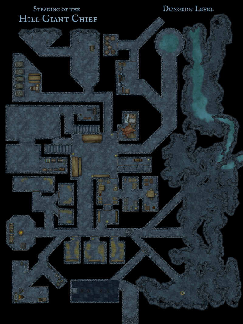 Dungeon level of the Steading of the Hill Giant Chief from 1st edition D&D