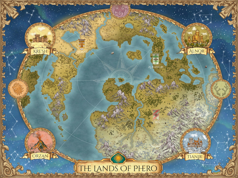 Starmap Border Fantasy World Map - The Lands Of Phero
