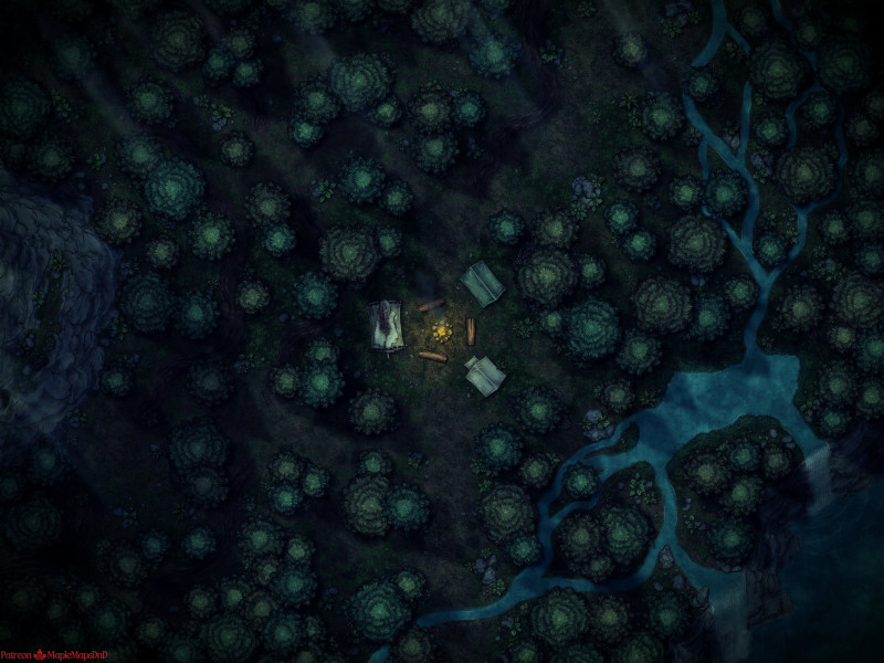 Crystal Ball Camp + Forest Camp [40x30] [Battle Map] [No AI] [OC] [Art]